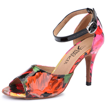 Pro Dancer womens Argentinian tango dance shoes tango salsa Latin fur sole soft sole straight stiletto heel