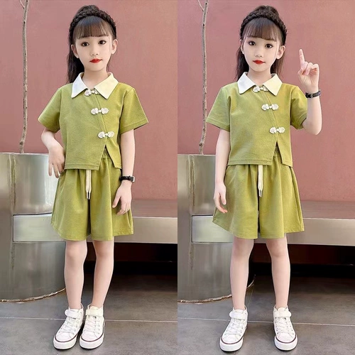 Летний комплект, футболка polo, шорты, китайский стиль, подходит для подростков