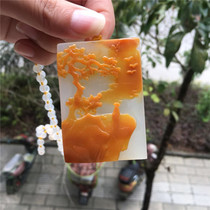 Yunnan natural jade Yellow Dragon Jade beautiful landscape brand pendant pendant fashion men and women neck jewelry Jade gift