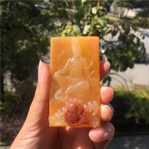 Natural Jade Yellow Dragon Jade A good color Guanyin brand with leather pendant pendant exquisite mens neck Jade