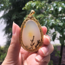 Natural Jade Yellow Dragon Jade A goods S925 silver inlaid pendant pendant exquisite fashion men and women neck jewelry Jade gift