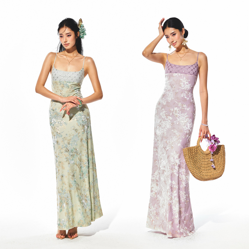 4Muggle【Same Style as Musical Stars】Long Waist-Cinching A-Line Spaghetti Strap Dress for Women, Summer Slim-Fit Dress 4Muggle【Same Style as Musical Stars】Long Waist-Cinching A-Line Spaghetti Strap Dress for Women, Summer Slim-Fit Dress