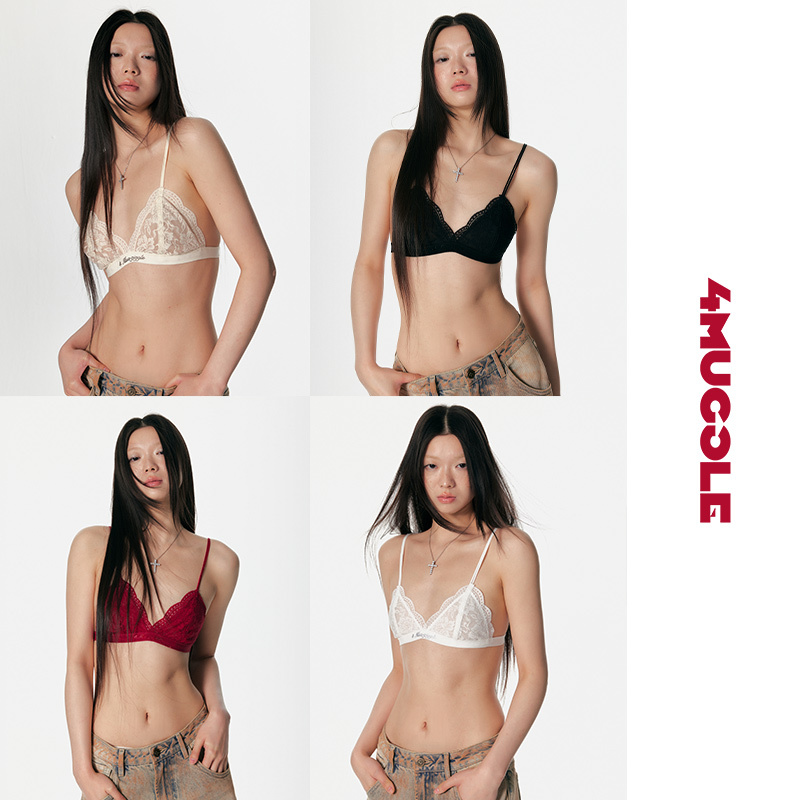 4Muggle Original Design Sexy French Four-Color Lace Triangle Bra Women's Push-Up Bra Pure Desire