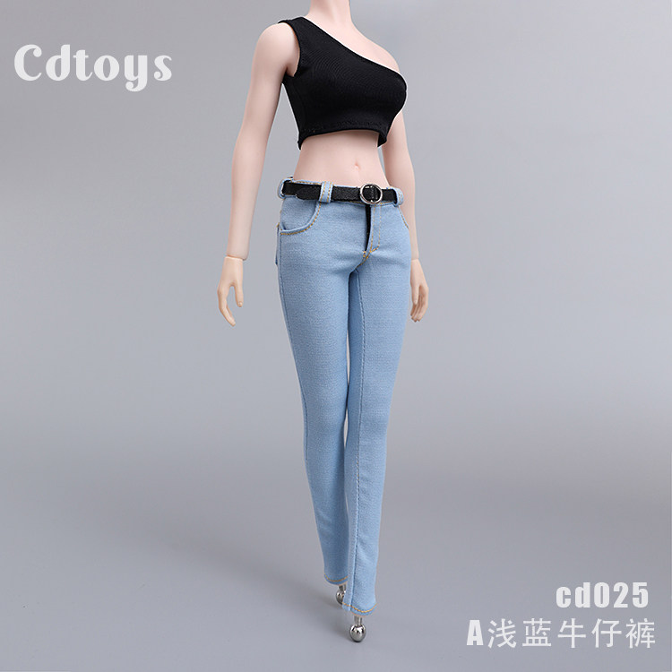 Spot cdtoys cd025 1 6 soldier clothes Lan tbl rubberized female body denim pencil pants suit