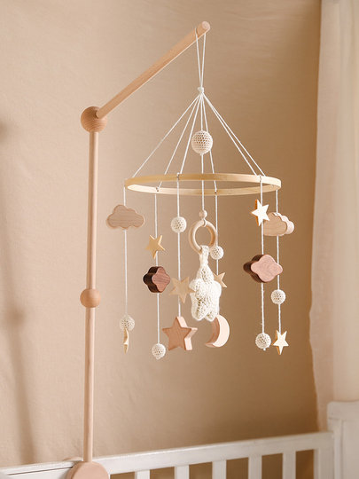 新生婴儿床铃0-1岁3-6个月宝宝玩具可旋转益智床头摇铃车挂件支架