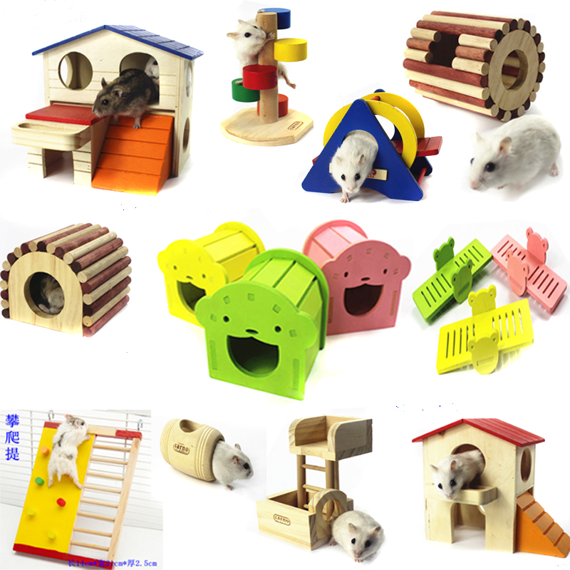 Hamster toys Hamster supplies Swing Lookout Seesaw Wooden house Wine barrel Wooden villa