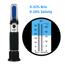 Portable hand-held refractometer Two-in-one 0-32 sugar 0-28 salt Brix meter Salinity meter High precision detector