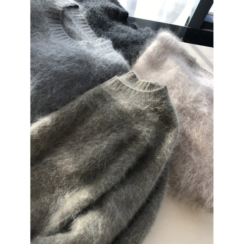 Anchudss~Thickened Heavy Series! Single-Layer Yarn 100% Cashmere Round-Neck Knitted Cashmere Sweater