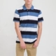 Hồng Kông nhập khẩu Fort Lion Long cotton cotton Áo thun sọc ngắn tay 310008000 áo phông nam có cổ