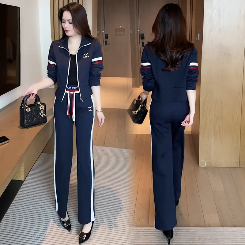 Fashionable Casual Sports Suit for Women 2026 Spring and Autumn New Stylish Slimming Cardigan Jacket Wide-Leg Pants Two-Piece Set Trendy Fashionable Casual Sports Suit for Women 2026 Spring and Autumn New Stylish Slimming Cardigan Jacket Wide-Leg Pants Two-Piece Set Trendy