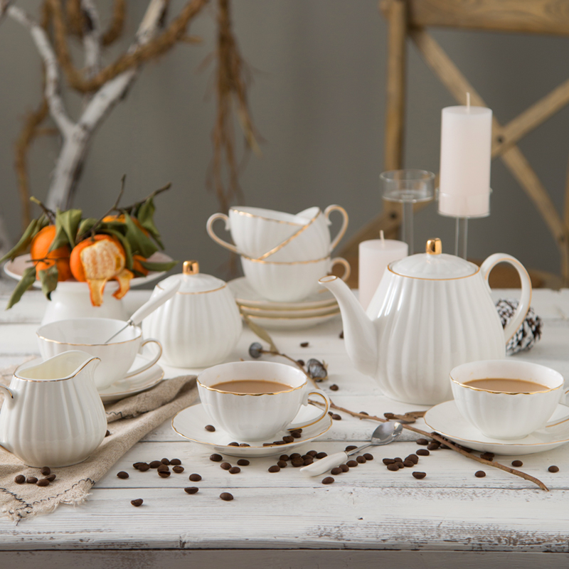 Eurobone Porcelain Coffee Cup Suit Home Sketching White Ceramic Coffee With Whole British Afternoon Tea Tea Set