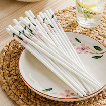 Many beautiful Japanese cherry blossom ceramic chopsticks 4 pairs of 5 pairs of household non-slip anti-mildew and high temperature resistant high speed fast set