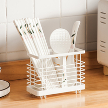 Japanese White drain chopsticks cage wall kitchen countertop chopsticks cage basket spoon household non-perforated iron shelf