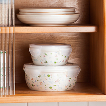 Many beautiful Japanese style buckle ceramic sealed bowl refrigerator lunch box microwave oven special bowl lunch box heat-resistant fresh-keeping box