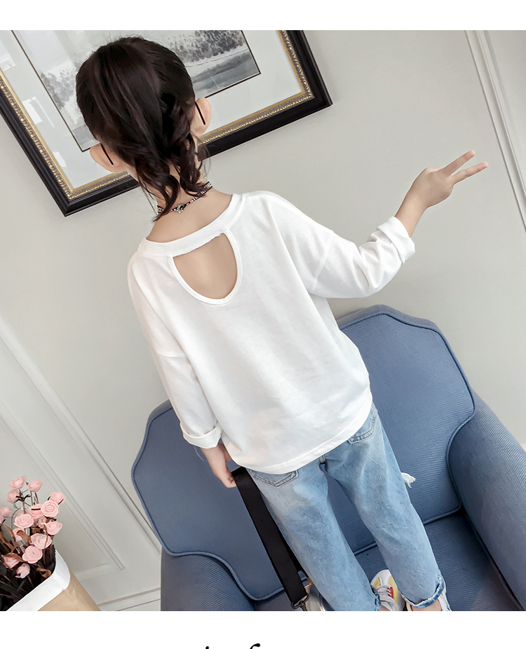 Áo thun bé gái xuân hè 2019 mới cho bé Hàn Quốc mùa xuân và mùa thu họa tiết cotton in họa tiết đáy thủy triều shop trẻ em