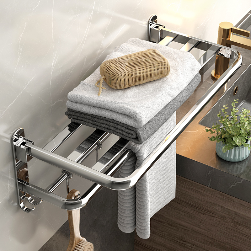 Hair Towel Rack Free of perforated stainless steel 304 bath towels Makeup Room Bathroom Shelve Bathroom Hardware Pendant