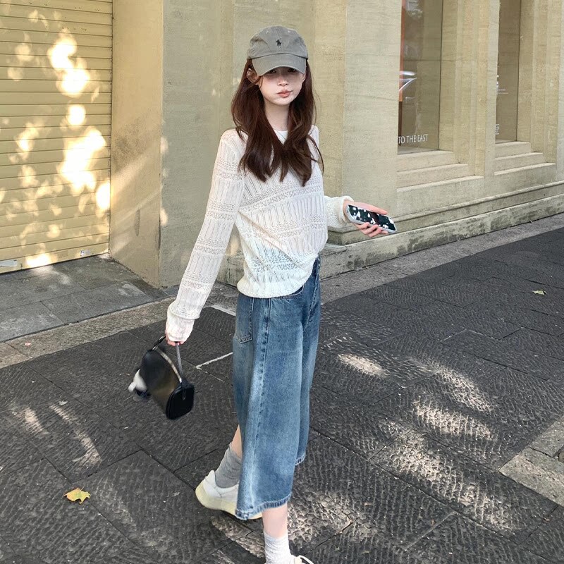 Cooling Thin Denim~ Maternity Tencel Pants Summer Thin Style Petite Nine-Point Loose Casual Denim Cropped Pants Summer