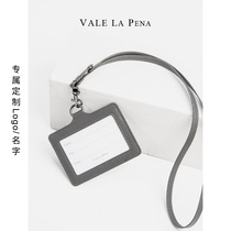 Worth light luxury leather work card set custom logo name simple horizontal lanyard badge work card