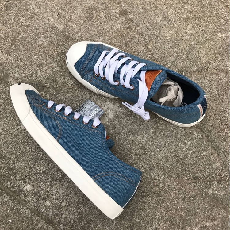 Mã bị hỏng ưu đãi đặc biệt CONVERSE Giày nam Converse giày nữ thấp để giúp denim mở nụ cười vải canvas 154145C giày nike thể thao