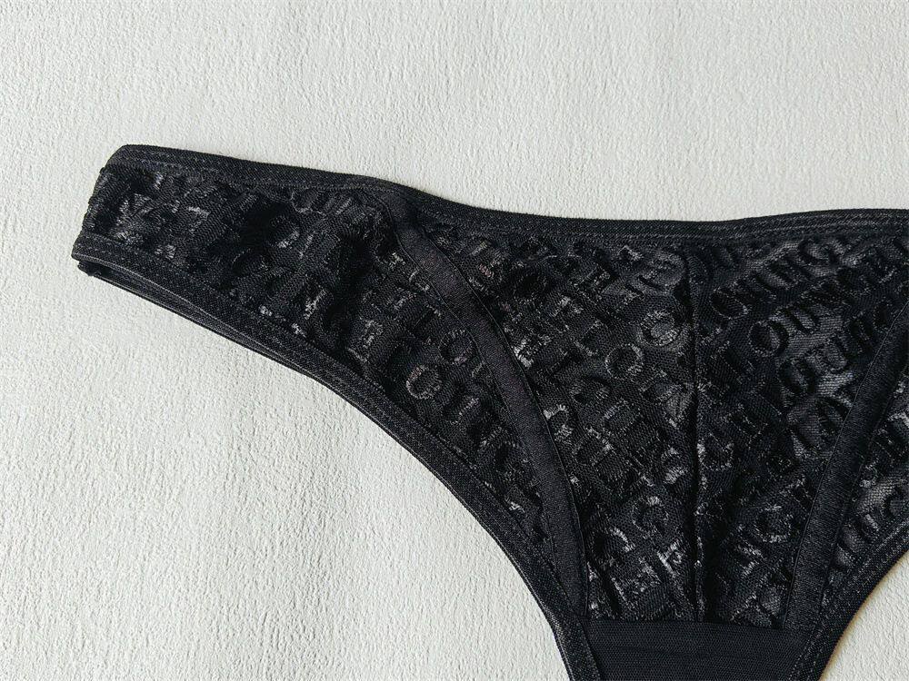 Стринги Женские 欧美轻奢 lounge高级感立体logo刺绣英文中高腰丁字裤小码内裤t裤