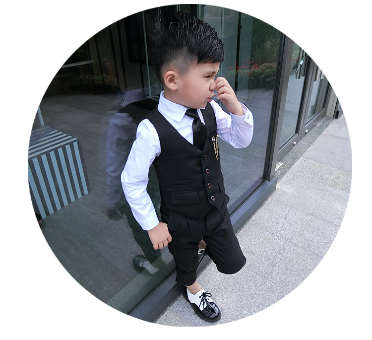 Trang phục vest xuân hè 2018 dành cho bé trai Bộ trang phục bé trai mùa thu quần áo cô dâu chú rể trẻ em