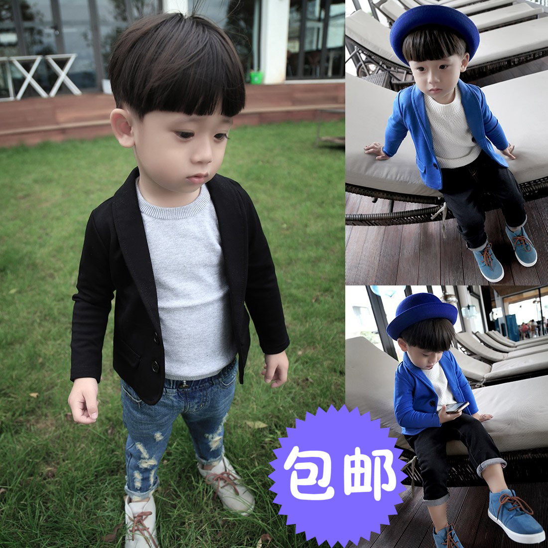 Boys spring small suit jacket 2022 medium and small children's suits 1-2-3-6 years old baby spring and autumn dress top 5