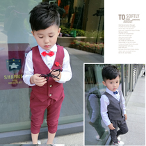 Childrens autumn vest suit 2022 spring and autumn handsome boys clothing small and medium-sized baby dress boy performance two-piece set