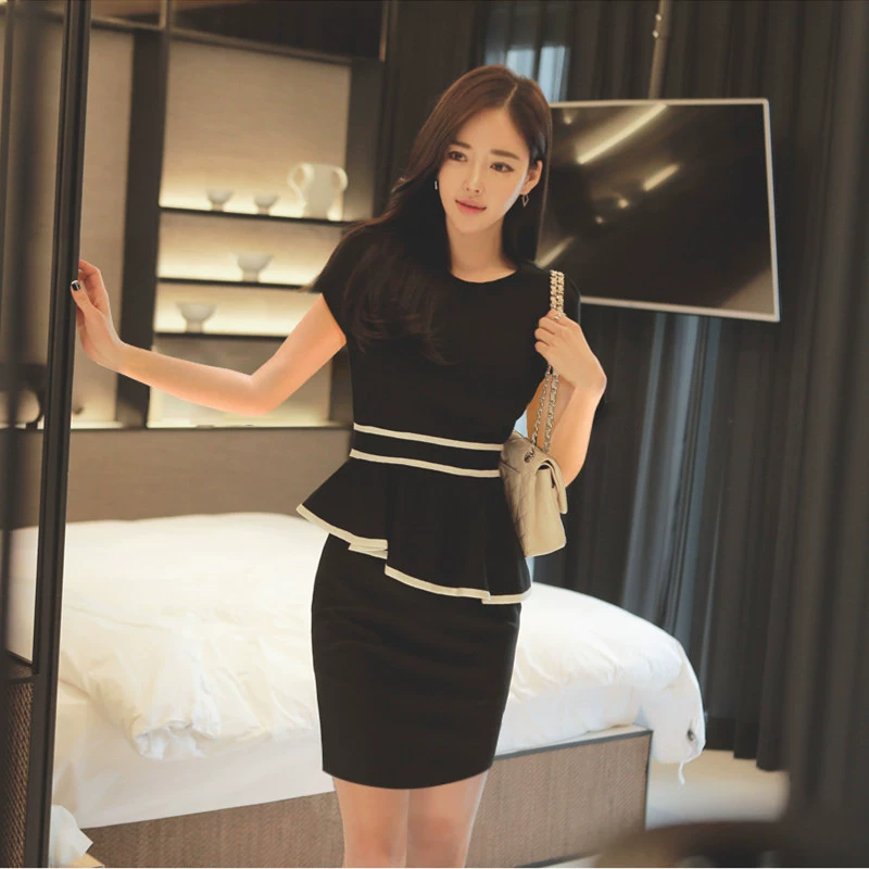 Mùa hè lá sen ngắn tay dụng cụ CV eo quần yếm eo y tế phụ nữ spa thẩm mỹ viện chuyên nghiệp váy - váy đầm