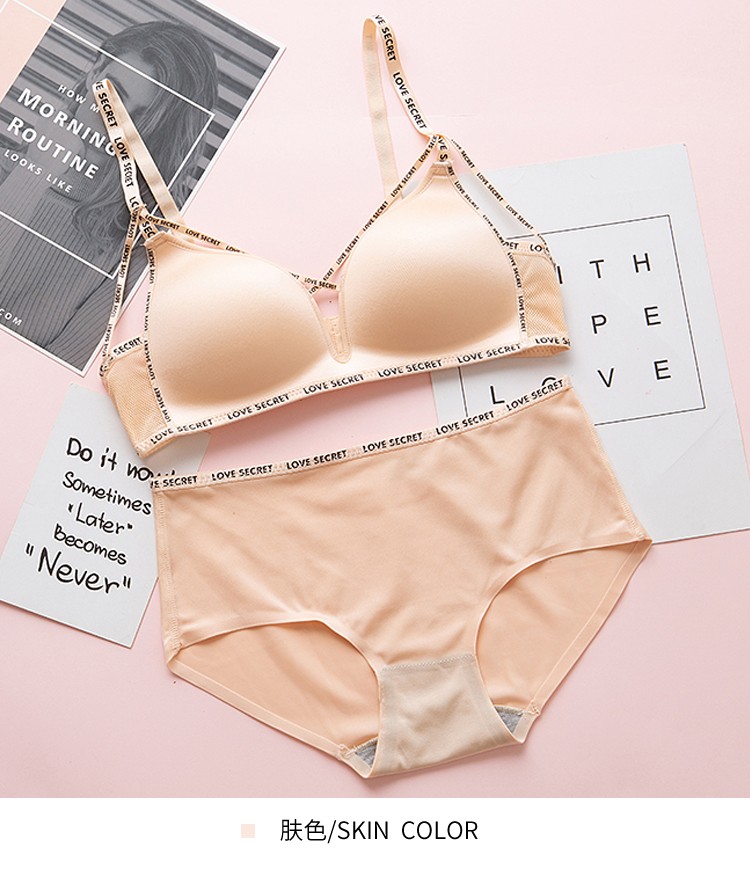 Tam giác cốc làm đẹp trở lại đồ lót Phụ nữ mỏng Phần không có vòng tròn thép thiết lập tập hợp cô gái học đại học Sexy áo ngực nhỏ mùa hè đồ lót triumph