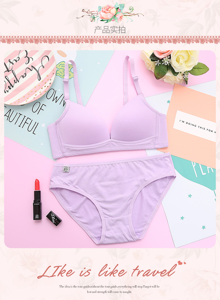 Ngọt ngào tất cả cotton không vòng thép siêu mỏng đồ lót bộ áo ngực gợi cảm cô gái áo ngực nhỏ tụ tập học sinh trung học bikini đi biển đẹp