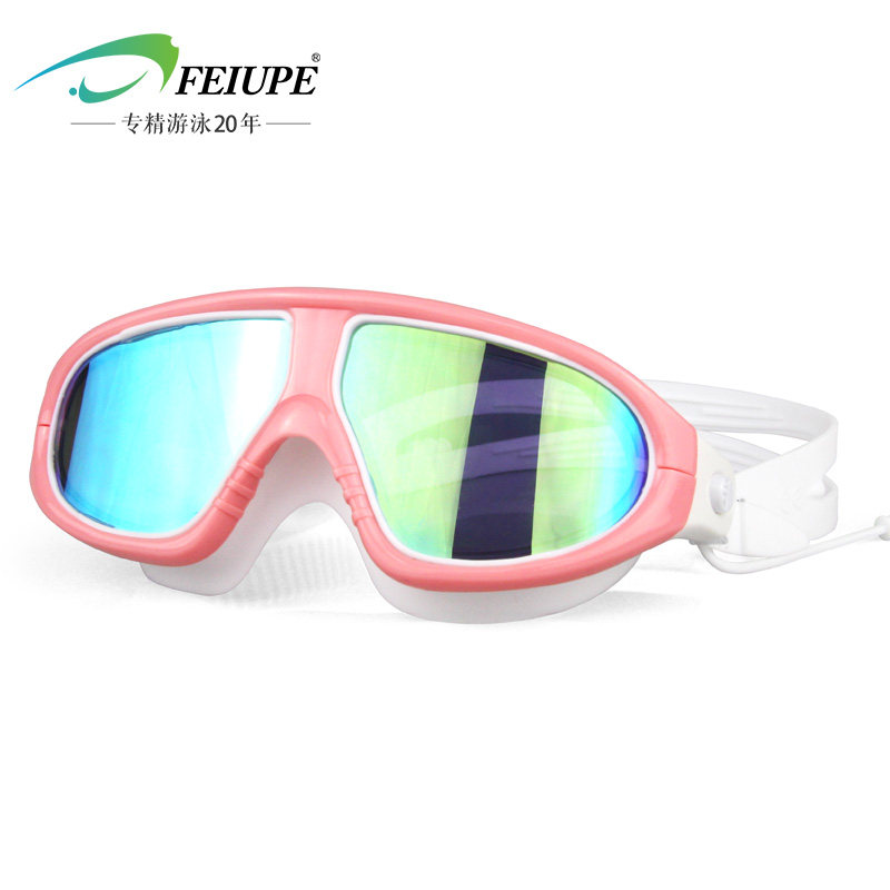 Goggles large frame swimming goggles HD anti-fog waterproof swimming goggles ladies with earplugs swimming glasses men's diving equipment