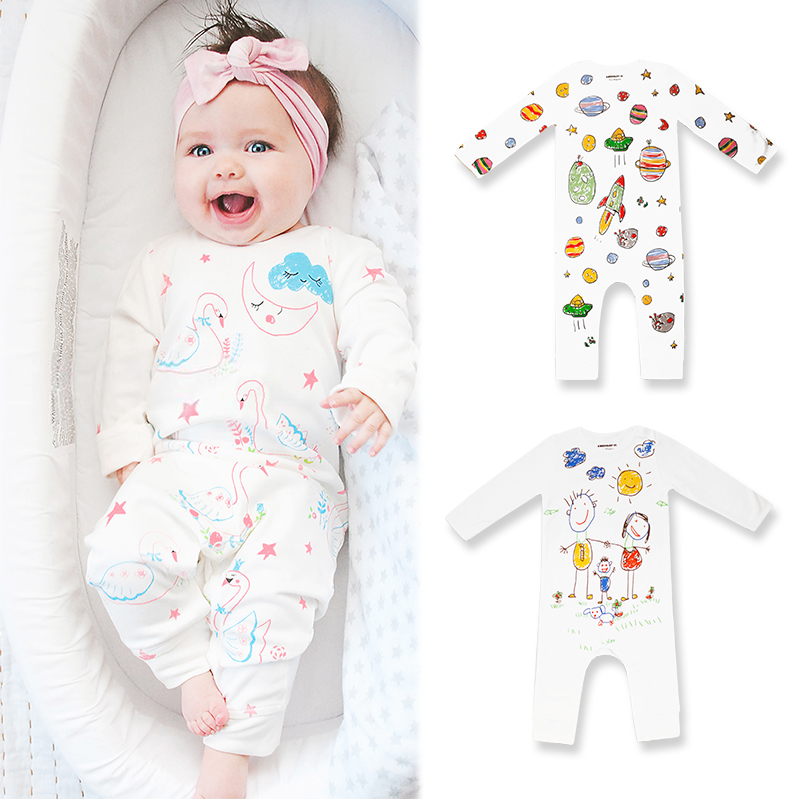 American Beecoolest printing and dyeing cartoon baby jumpsuit newborn baby clothes autumn and winter romper romper