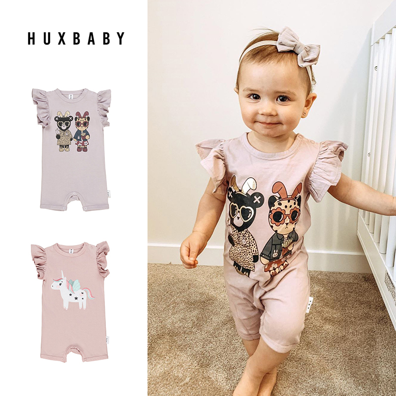 Australia Huxbaby short-sleeved romper Spring and summer baby one-piece baby clothes Thin bag fart clothes Pajamas Children's clothing