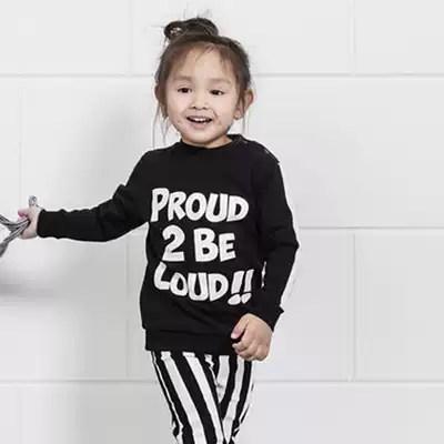 Dutch Lucky No 7 children's letter long sleeve thick cotton T plus velvet padded pullover warm jacket autumn and winter