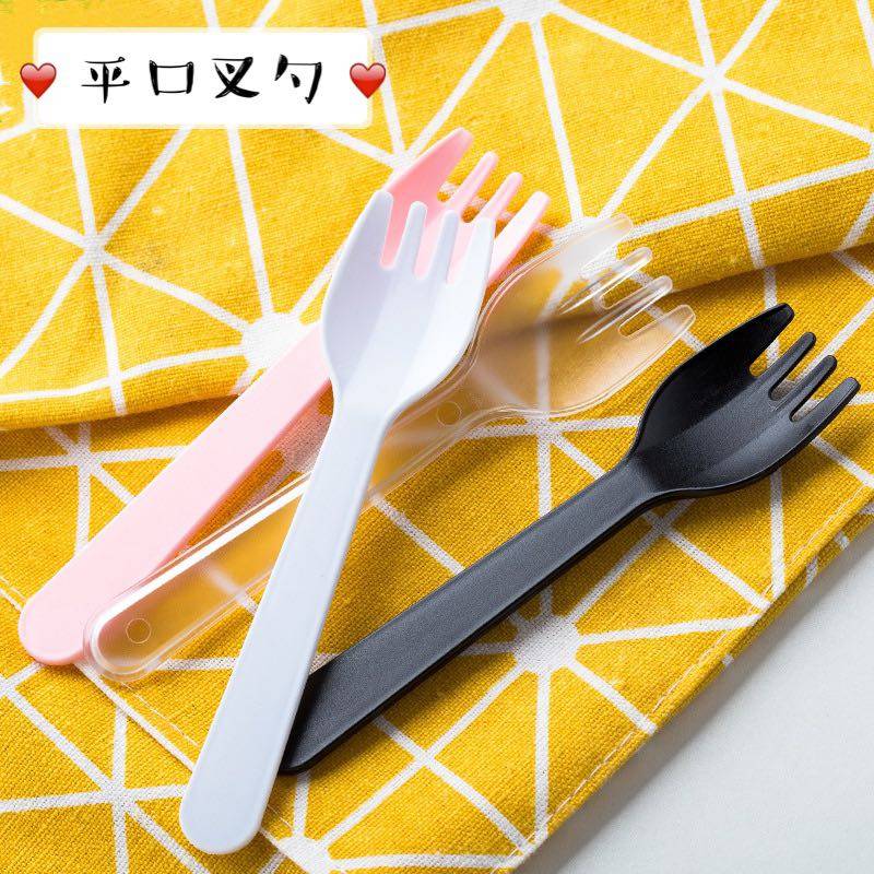 Disposable fork fork spoon one piece cake dessert salad takeaway tableware fruit fork thickened independent packaging plastic