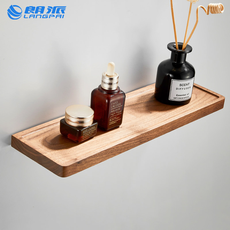 Solid wood Makeup Room Shelve Mirror Front Wall-mounted Cosmetic Gargling Cup Wash Bench Lined with Spacer Bathroom