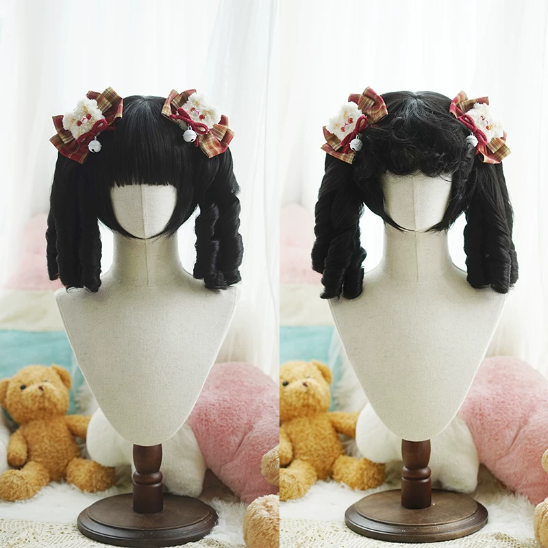 [Королевский чай воды] Lolita тигровий рот держит двойной хвост римские скрученные волосы карамельный коричневый солодовый золотистый лен