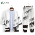 Áo nam Trung Quốc vẽ gió nam mặc retro mực cảnh quan đường robe kem chống nắng mùa hè Tang ăn mặc trung niên Han quần áo phù hợp với 