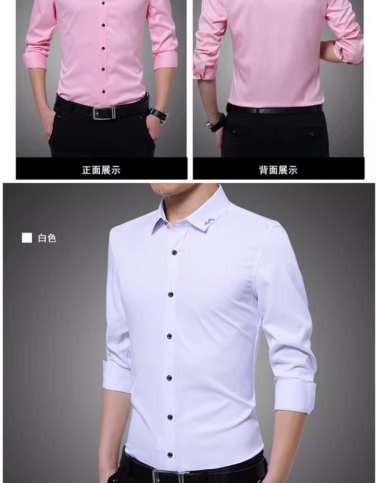 Mùa xuân 2019 áo sơ mi dài tay nam tự kinh doanh bình thường áo voan trắng nóng bỏng chú rể áo sơ mi nam áo sơ mi nam trung niên