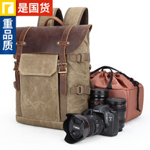 Annogel SLR camera bag shoulder outdoor DSLR photography bag Waterproof canvas Mens and womens British backpack