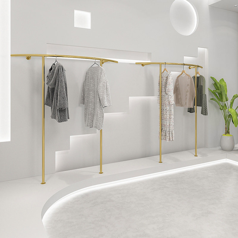 Iron Feiyang Clothing Shop Side Rack Upper Wall Golden Stainless Steel Arched Clothes Rack Hung Hanger Ground Style Composition