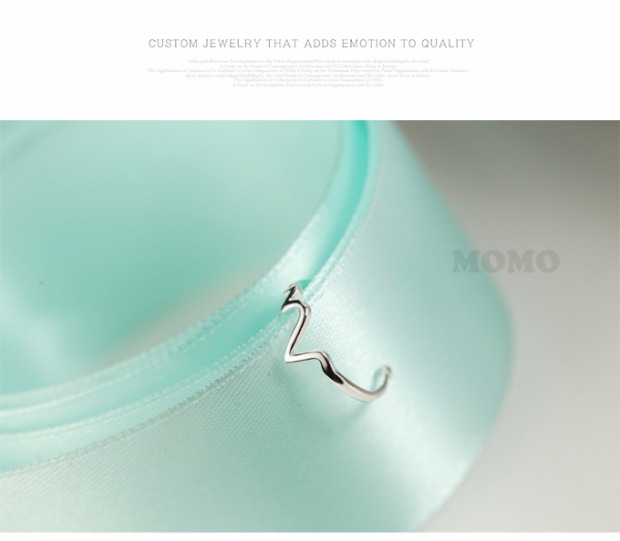 Thiết kế đơn giản nhẫn 925 sterling bạc mở tim sáng tạo nhịp tim ECG quý cô quà tặng ngày Valentine nhẫn vàng 18k