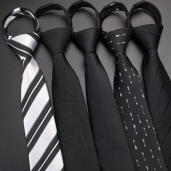 Black Tie, Business Formal Wear, Easy to Wear for Lazy People, Easy to Pull, Men's Zip-Up Tie, Student Tie, Casual