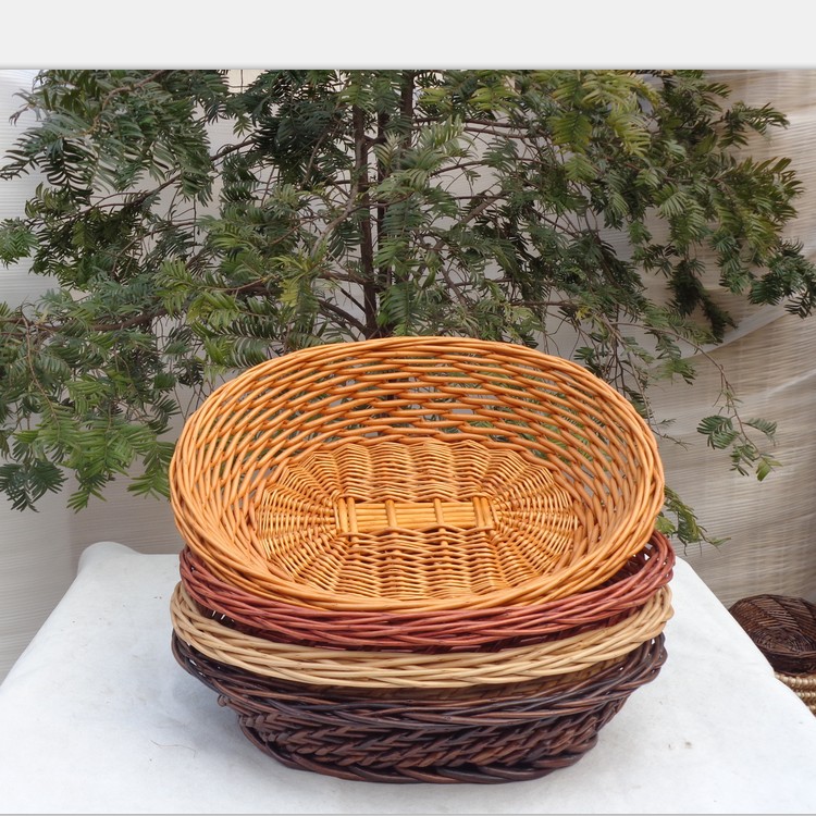 Oval wicker storage basket display basket fruit plate rattan vegetable food basket bread basket woven basket