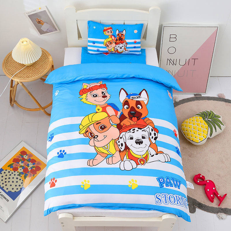 Children's cartoon kindergarten quilt three-piece set with core baby nap silk core six-piece quilt available in four seasons