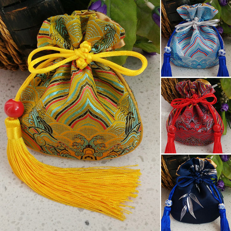 New tassel National style small tips bag bag Lotus bag bag wristlet beading bag pagoda beads bag high-grade jewelry bag