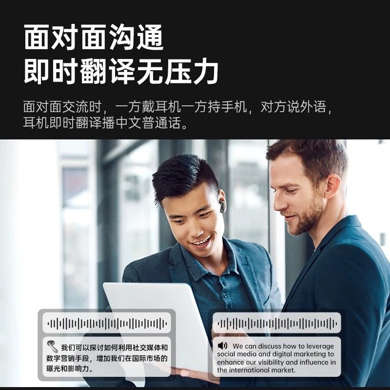 Multi-Language Smart Translator Ai Voice Translation Earphones Chinese-English Translator In-Ear Offline Conference Earphones