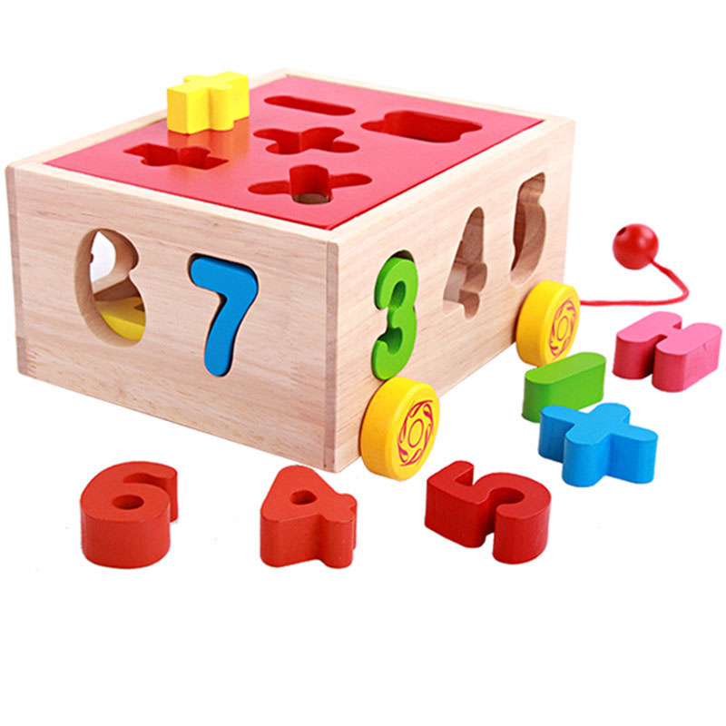 木头积木玩具 形状配对认知益智智力盒