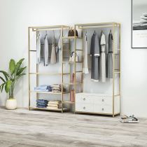 Minzi wardrobe open home bedroom wardrobe Nordic iron clothes hanger floor-to-ceiling storage rack simple