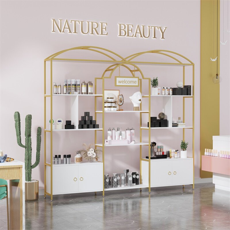 Minzi Light Luxury Cosmetics Display Cabinet Beauty Salon Product Cabinet Nail Shop Shelf Display Rack Shelf Shelf
